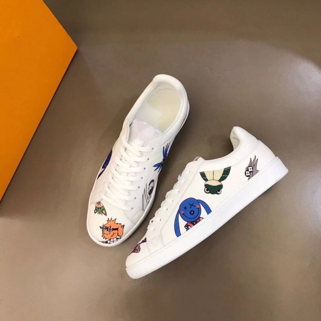 

YellowWith Box High Quality Stripe Men Women Casual Shoe ACE Bee Snake Tiger Embroidered Mens Real Leather Designer Sneakers Woman Man Shoes Size 38-45 gate2021new, White