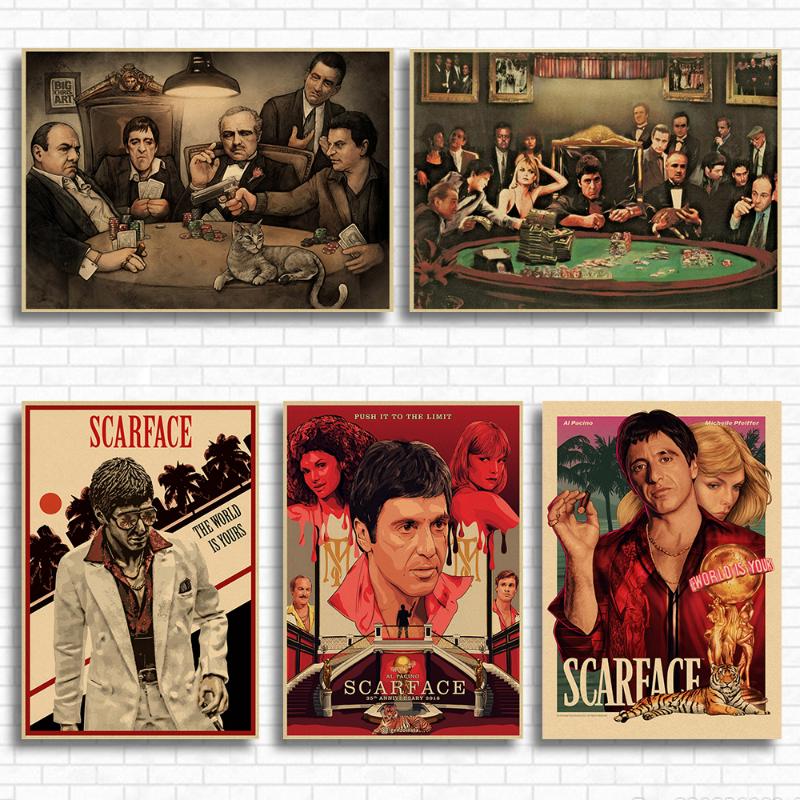 

Wall Stickers Scarface Old Po Retro Poster Vintage Bar Cafe Decoration Painting Art Home