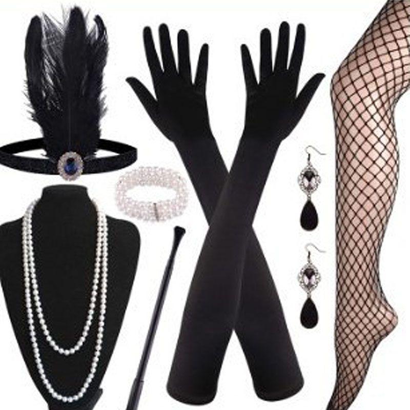

Hats, Scarves & Gloves Sets Set Of Decorations For Women 1920s Pearl Necklace Multi-piece Accessories Masquerade Party