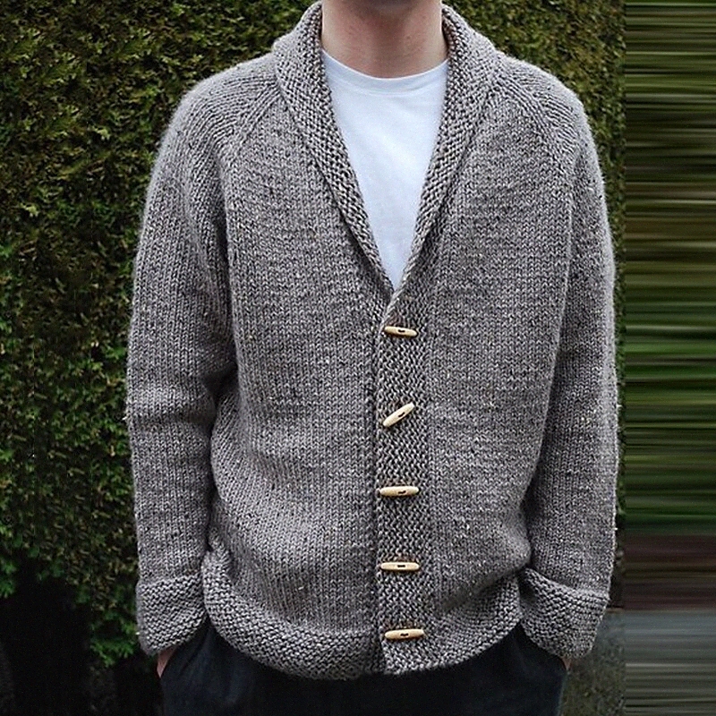 Men's Unisex Cardigan Knitted Solid Color Stylish Vintage Style Long Sleeve Sweater Cardigans V Neck Fall Winter Gray P6LR#