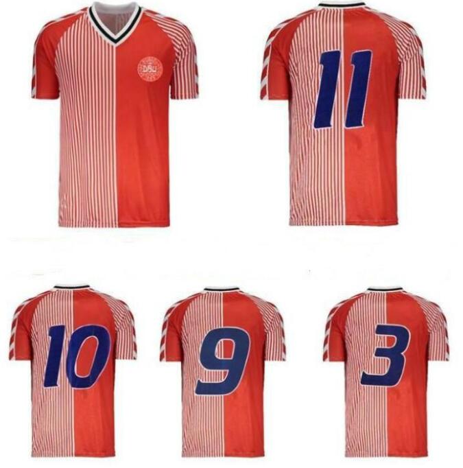 

1986 Denmark world cup retro soccer jerse 86 91 Denmark national team Michael Laudrup Elkjaer Berggreen Olsen vintage classic football shirt, Black;yellow