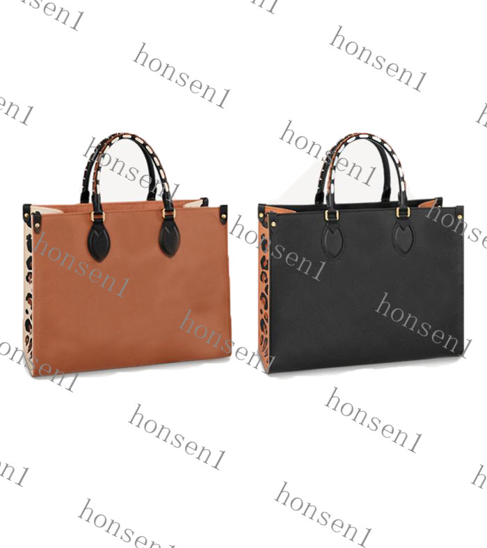 

M58521 M58522 Designer Women ONTHEGO MM shopping Bag braided cowhide leather Wild at Heart leopard-print luxury Handbag Purse Tote Shoulderbag Crossbody Clutch