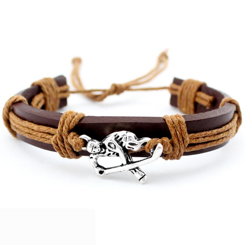 Charm Bracelets Field Hockey Player Soccer Football Volleyball Lacrosse Gymnastics Tennis Golf Calisthenics Leather Jewelry-image-704627362