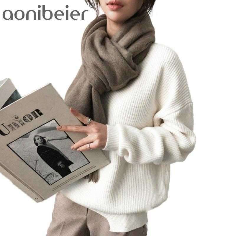 

Spring Autumn Long Sleeve Drop Shoulder Loose Sweaters Casual Knit Jumpers Sexy V Neck Women Pullovers Knitwear 210604, Black