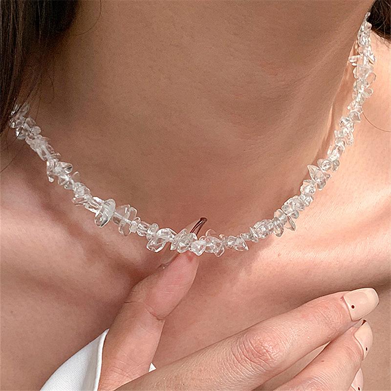 

Chokers Creative Stitching Transparent Crystal Metal Chain Clavicle Necklaces For Women Girl Trend Gravel Choker Necklace Gifts