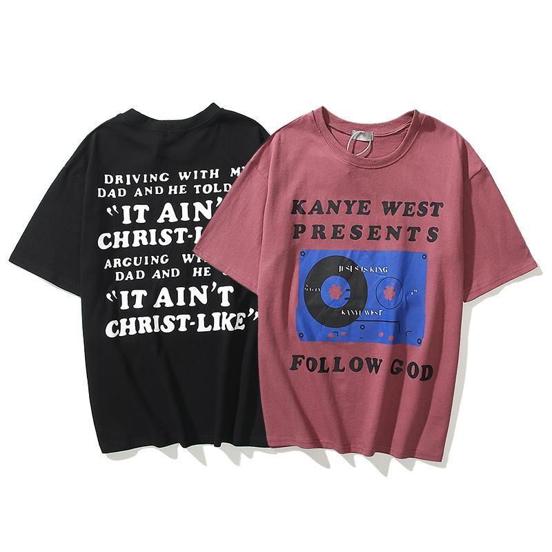 

2023 kanye Men T-shirt Women Short Sleeve High Quality Summer Tees Letter Print Hip Hop Style Clothes With Label Box, 1pcs button