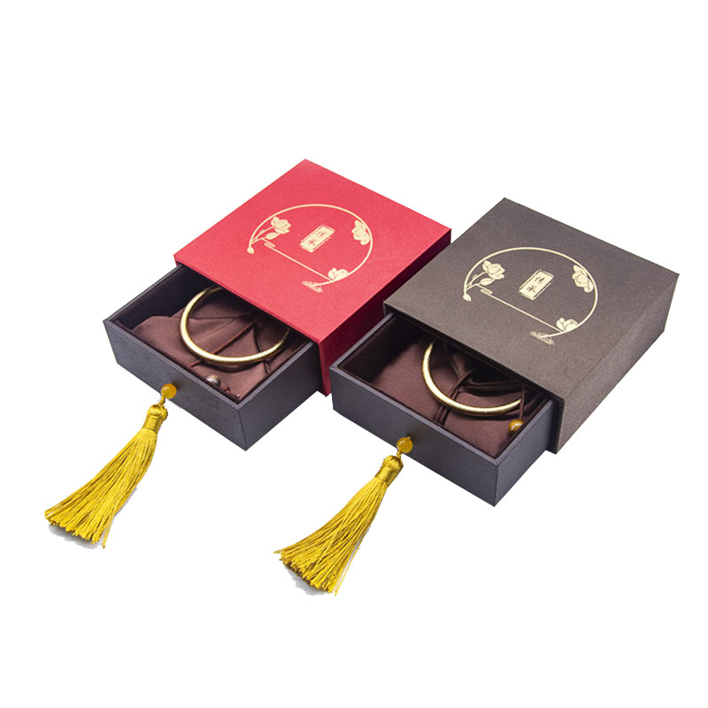 Paper High-End Retro Style Jewelry Packaging Velvet Bag Drawer Type Jade Ancient Gold Bracelet Storage Box-image-722605835