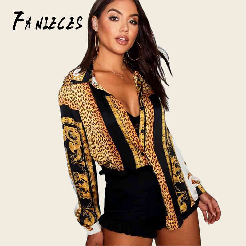 

High Quality Runway Blouse shirts Women Fashion Designer Turn Down Collar Top Shirt Elegant Print Office tops ropa mujer 210520, Yellow