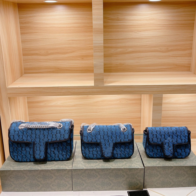 

Denim Crossbody Bags Handbag Messenger Bag Fashion Letter Jacquard Fabric Leather Trim Handbags Purse Multicolor Flap Wallets Silve Clasp Three Size