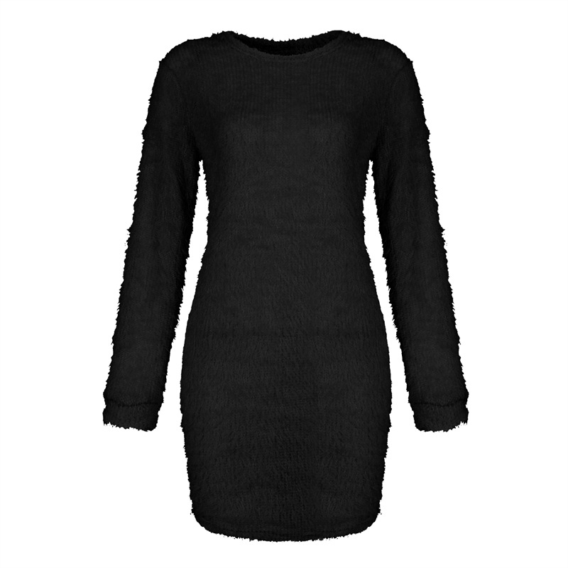 

Women's Sweater Jumper Dress Short Mini Dress Blushing Long Sleeve Solid Color Modern Style Fall Winter Round, Black;gray