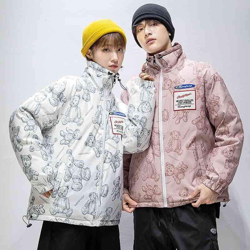 

2021 winter thickened couple white duck new trend youth down jacket for men and women, Black