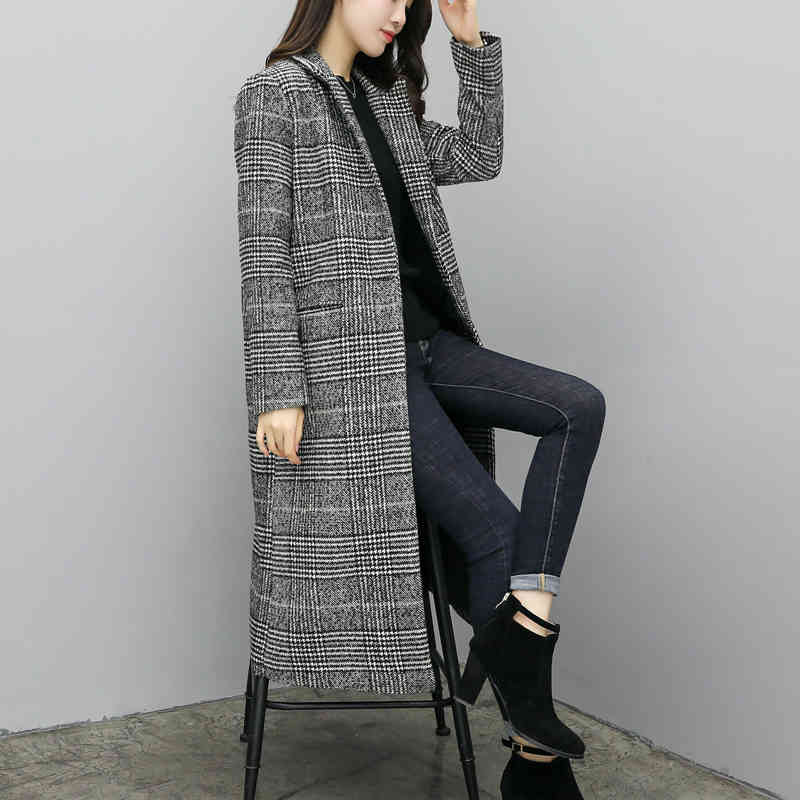 

Women's Wool & Blends Casaco feminino lã xadrez, sobretudo longo solto breasted jaqueta feminina primavera outono wj54 TXF1, 1# shoe box