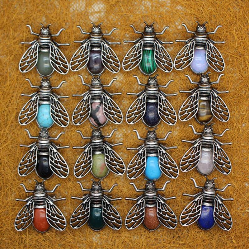 

Pins, Brooches Wholesale 24pcs/lot Natural Stone Lapis Lazuli Green Agatess Animal Cicada Pendant Golden Brooch Women Hand Made, Gray