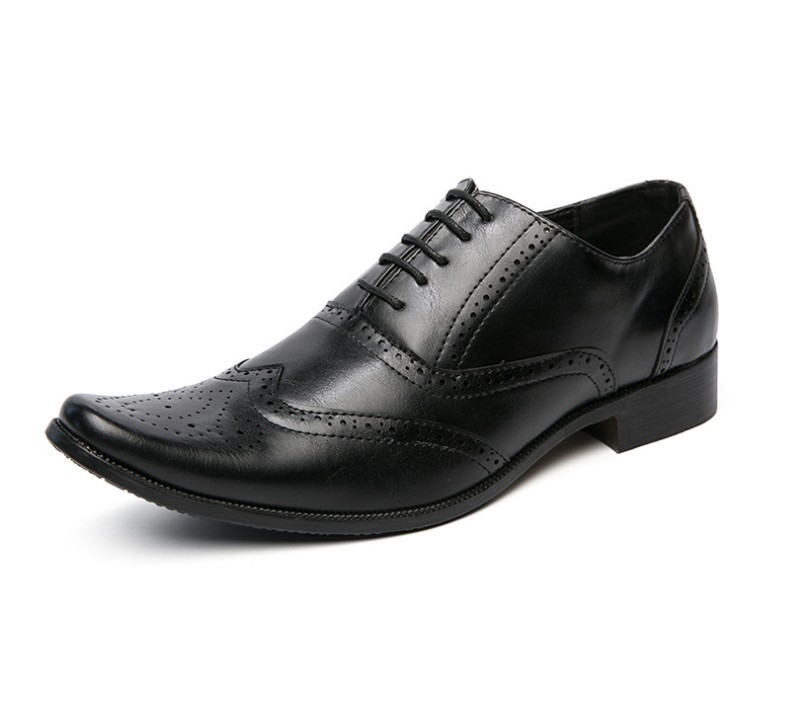 

Big Size Oxfords Leather Men luxurys Shoe Cut Fashion Casual Pointed Toe Formal Business Male Wedding Dress Shoes, Black