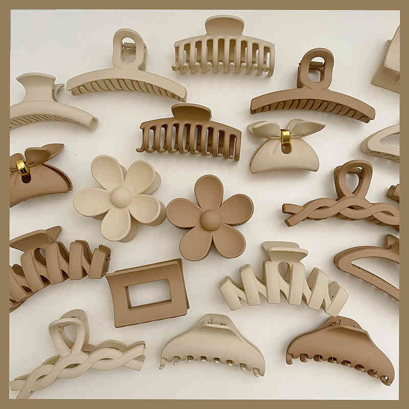 Hair Accessories Autumn and Winter Milk Tea Coffee Color Grab Clip Elegant Temperament Claw Net Red Back Head Simple
