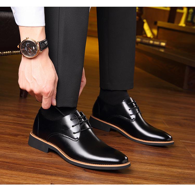 

Genuine Leather Men Formal Shoes For Wedding Party Male Flat Men's Dress Size 38-44 Mocassin Homme, Black