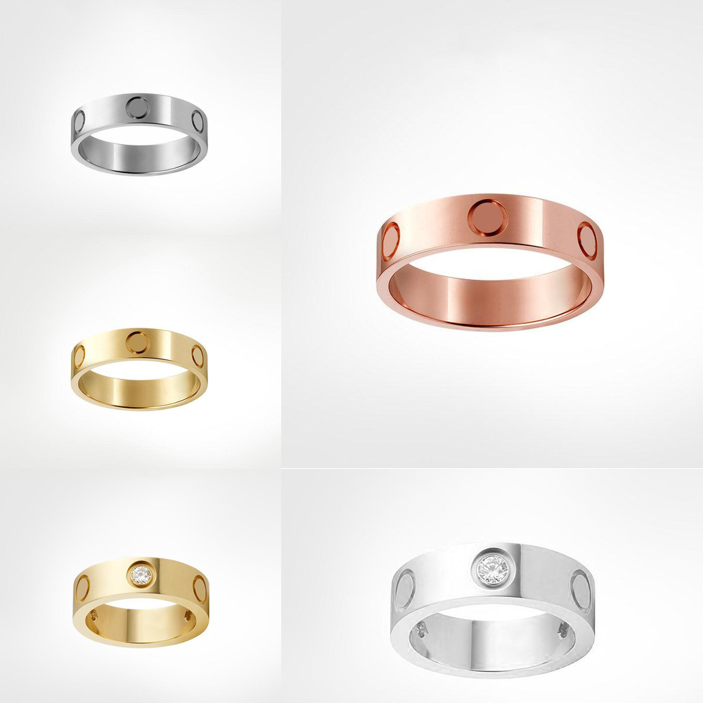 

4mm 5mm titanium steel silver love ring men and women rose gold jewelry for lovers couple rings gift size 5-11