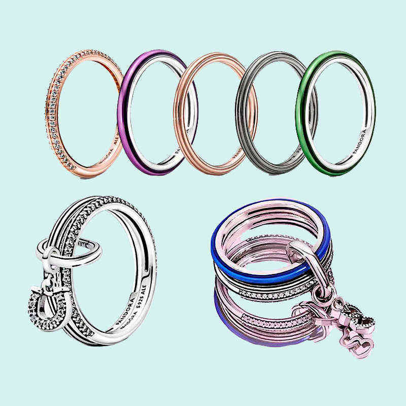 

2021 New Color Plain Ring 925 Sterling Silver Suitable for Pandora Me Series Diy Berloques Navidad Jewelry Gift Bulk s