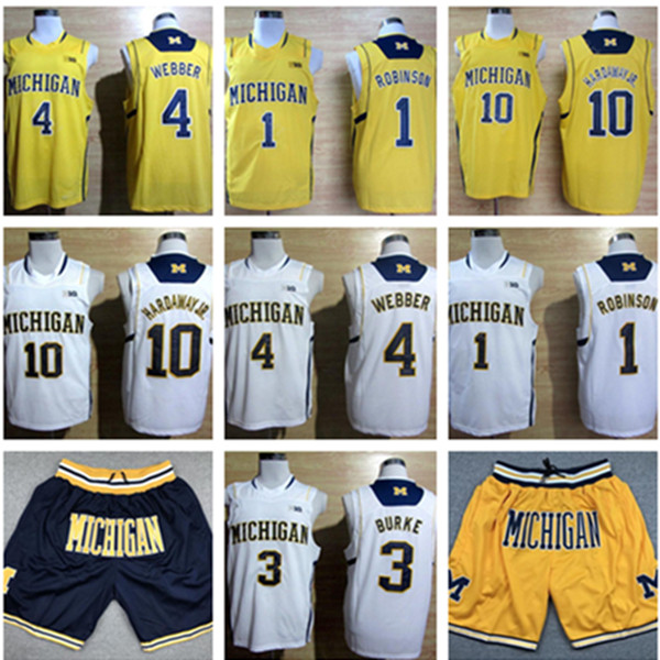 

College Michigan Wolverines Basketball Jerseys Tim Hardaway Jr 1 Glenn Robinson III Jersey 3 Trey Burke Chirs Webber 41 Glen Rice MENS, Colour 1