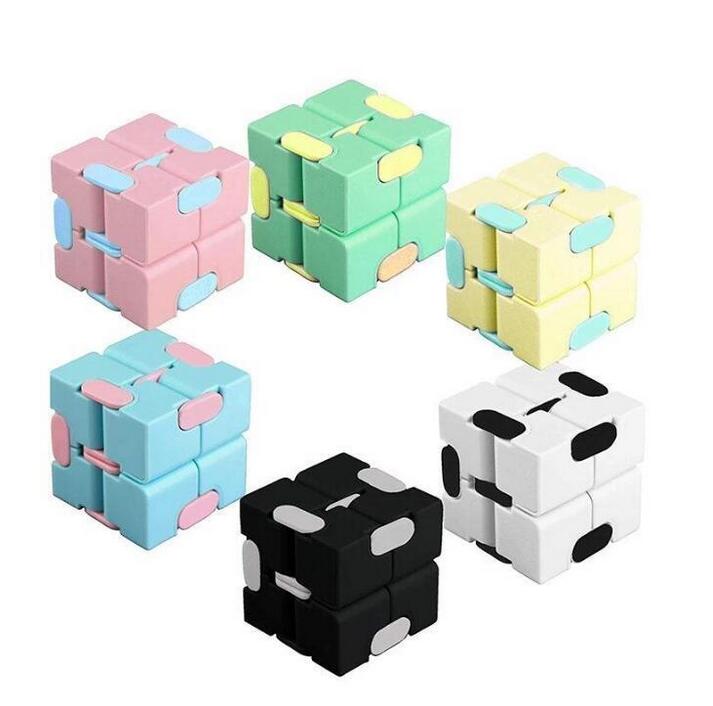 

DHL fast Infinity Cube Candy Color Fidget Cube Anti Stress Cube Finger Hand Spinners Fun Toys For Adult Kids Adhd Stress Relief Toy, Multi color