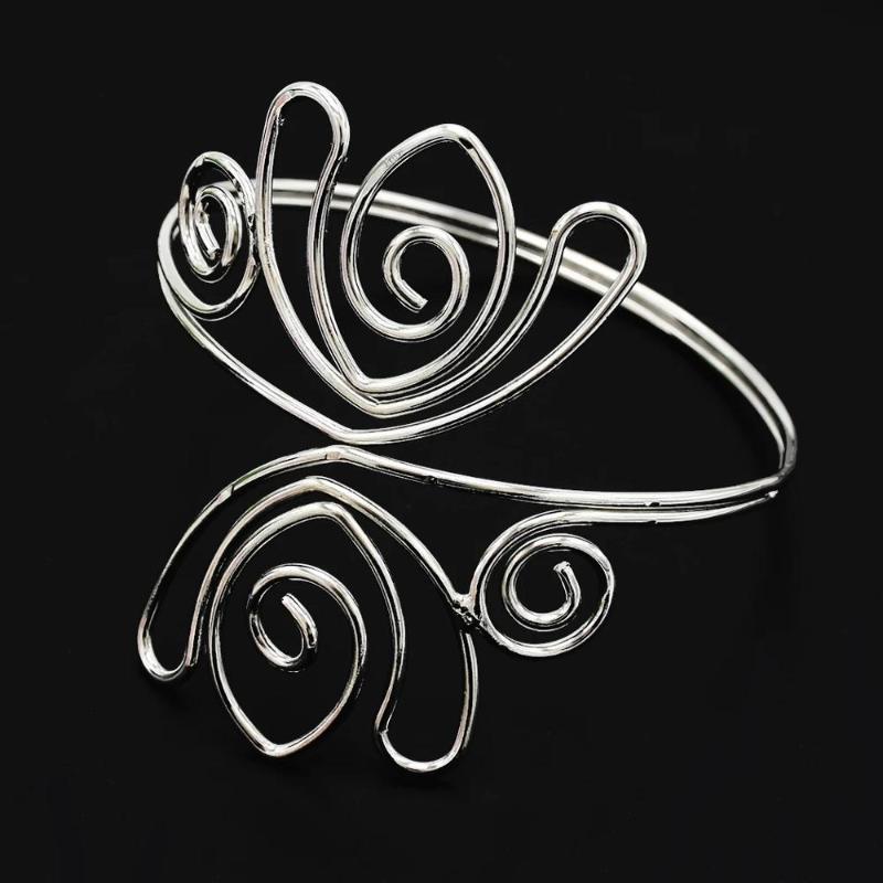 

Charm Bracelets Punk Gold Coiled Adjustable Double Open Spiral Upper Arm Cuff Armlet Armband Bangle Bracelet Men Women Jewelry Barcelets