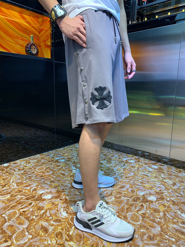 

hearts crosin Chrome casual shorts embroidered cross rivet men's sports Capris, White;black