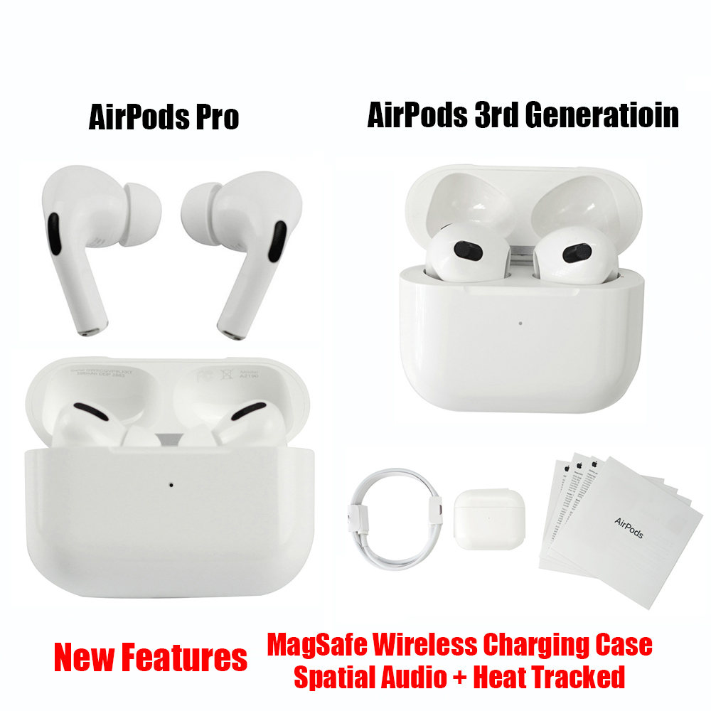 

Air Pod Gen 2 3 Pro AirPods 3rd Third Generation Bluetooth Earphones H1 Chip MagSafe Wireless Charging Headset Pods AP3 AP2 Earbuds with Valid Serial Number, White