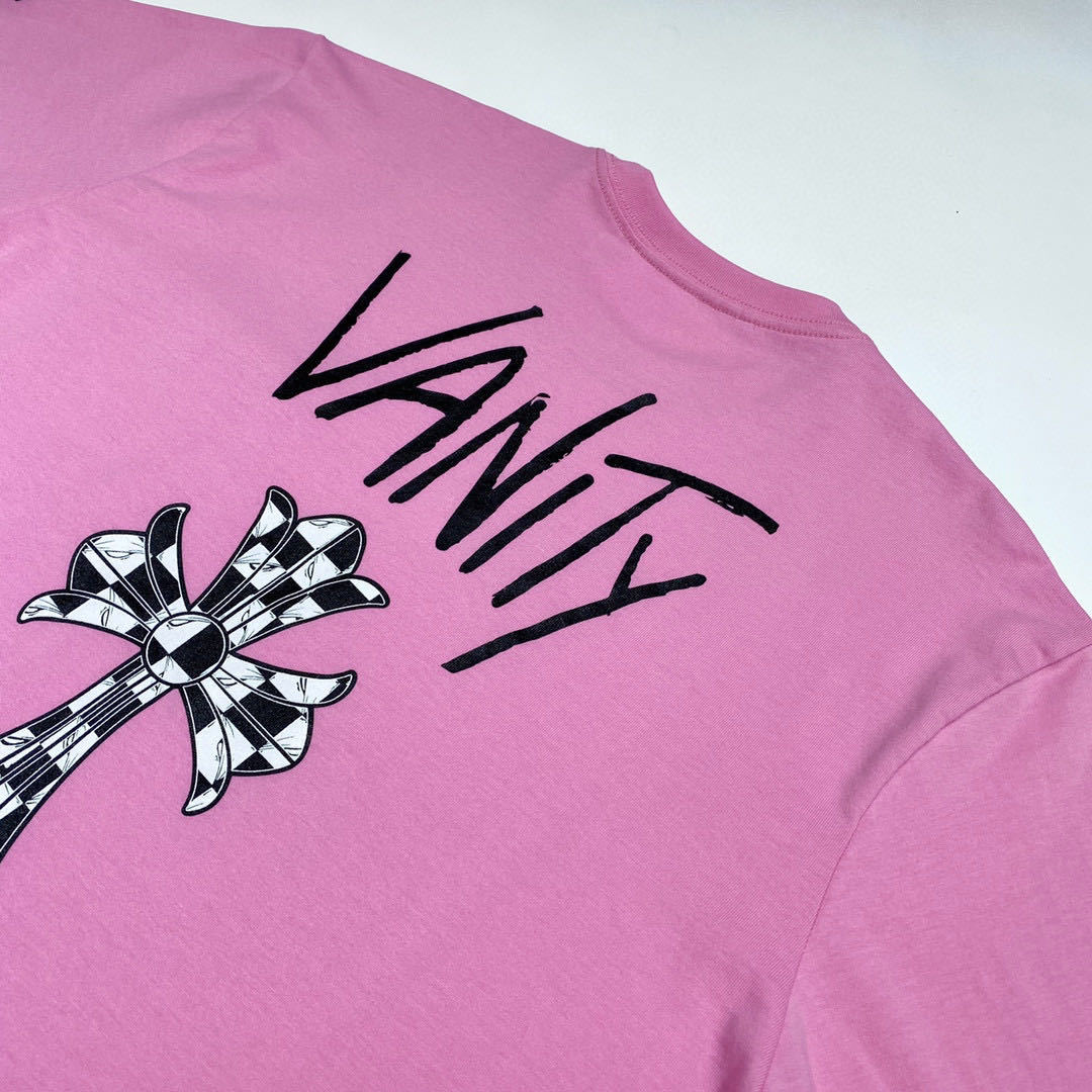 

Chrome-hearts Crosin Ch Pink Graffiti Long Sleeve T-shirt Fashion Brand Cross Loose Couple Men's and Women's Pullover Crew Neck Casual, Black
