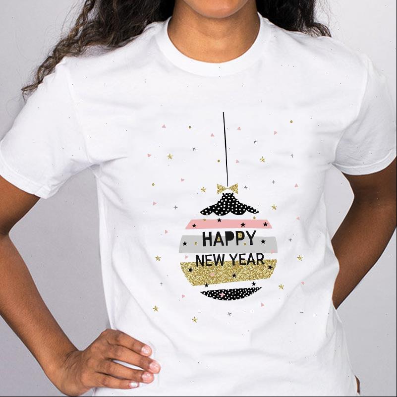 

Women Graphic T Shirts Holiday Vacation Fashion Year 90s Merry Christmas Clothes Print Tops Lady Tees Clothing Female Shirt, White