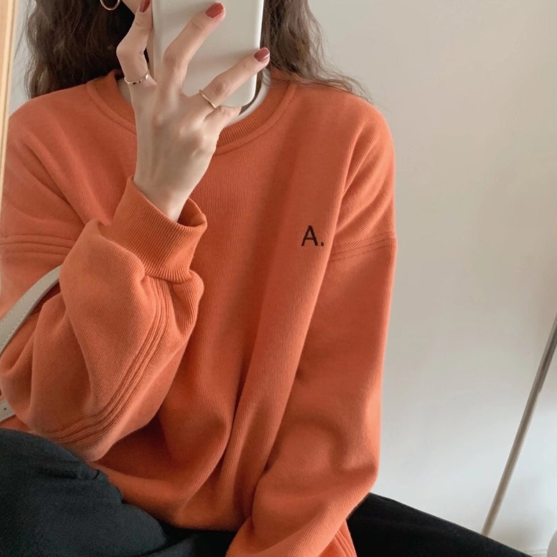 

Orange sweater women's 2021 new spring and autumn thin design, Black