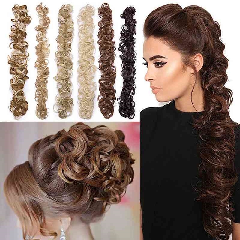 

wrap Wig headdress caterpillars round bride's long curly hair, 1b