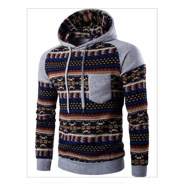 

Men's Hoodies & Sweatshirts Winter Mens Sweater Raglan Sleeves Ethnic Style Color Matching Hooded Casual Coat Long Sleeve Fashion, Black