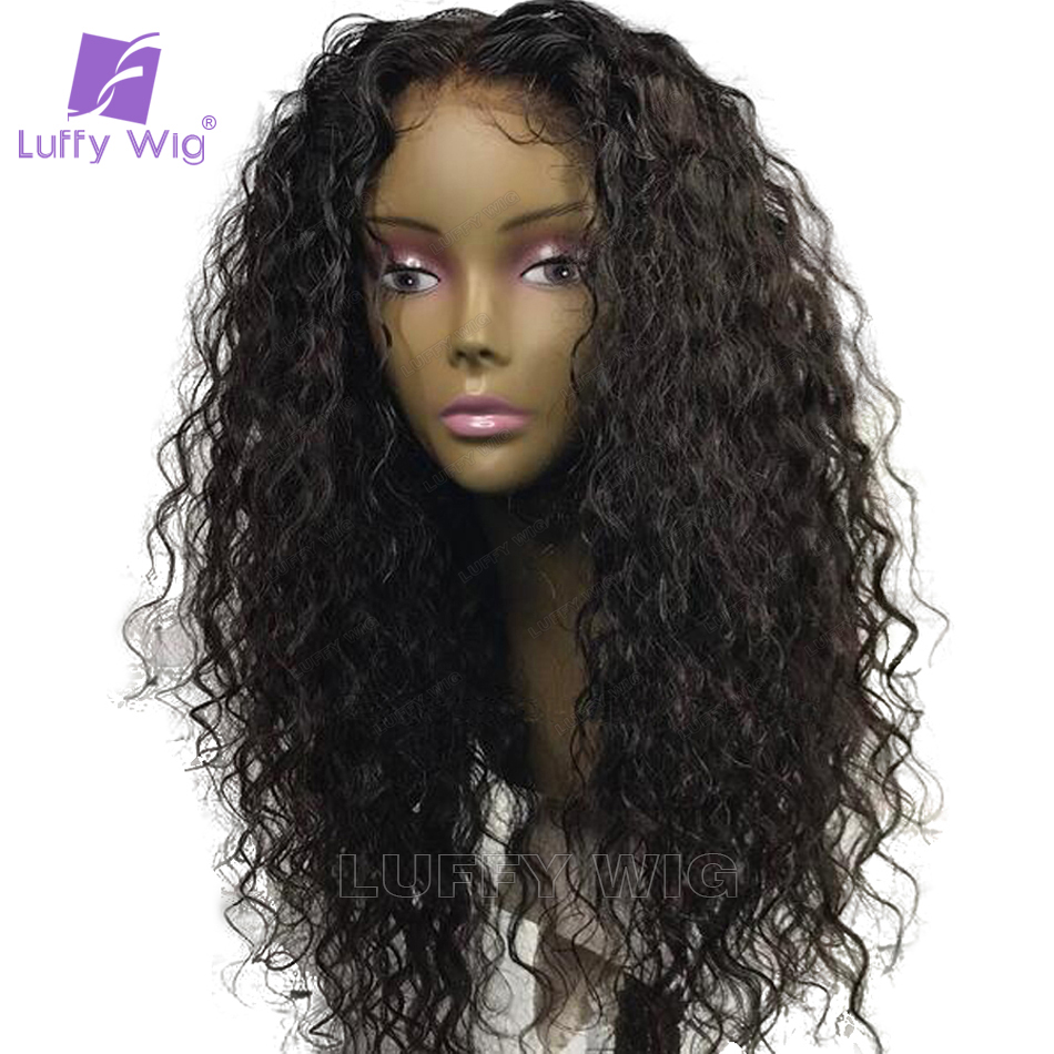 

Pre Plucked Curly Lace Front Wig 13x6 Glueless Lace Front Human Hair Wigs for Women HD Transparent Lace Remy Brazilian LUFFY, Natural color