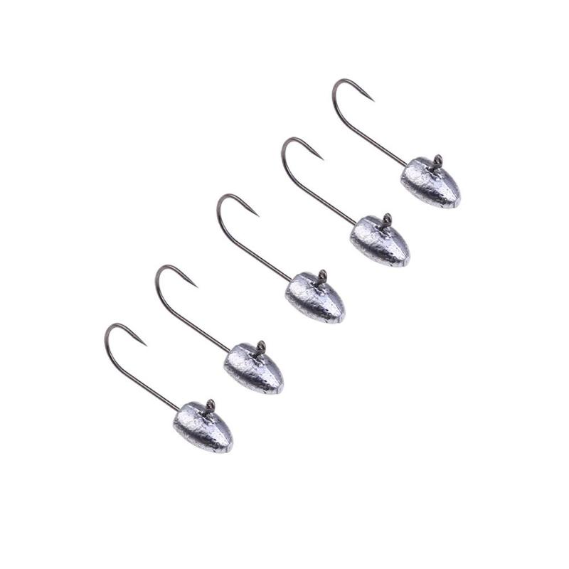 

Fishing Hooks 5pcs Jig Head 3g/5g/7g/10g Barbed Hook Soft Lure Jigging #3V28