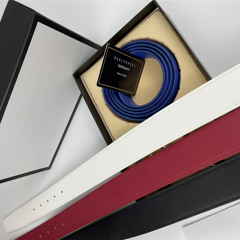 

2021 belt set designer luxury brand high-quality men's and women's belts 5 colors wide 3.8cm letter snake head six-color buckle, Width 3.8cm with box