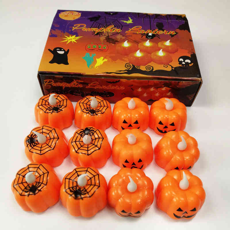 

Pumpkin LED Light Halloween Decoration Ornaments Spider Flameless Candle Flickering Night Lamp Festive Party Bar Decor Supplies ZXFTL0174