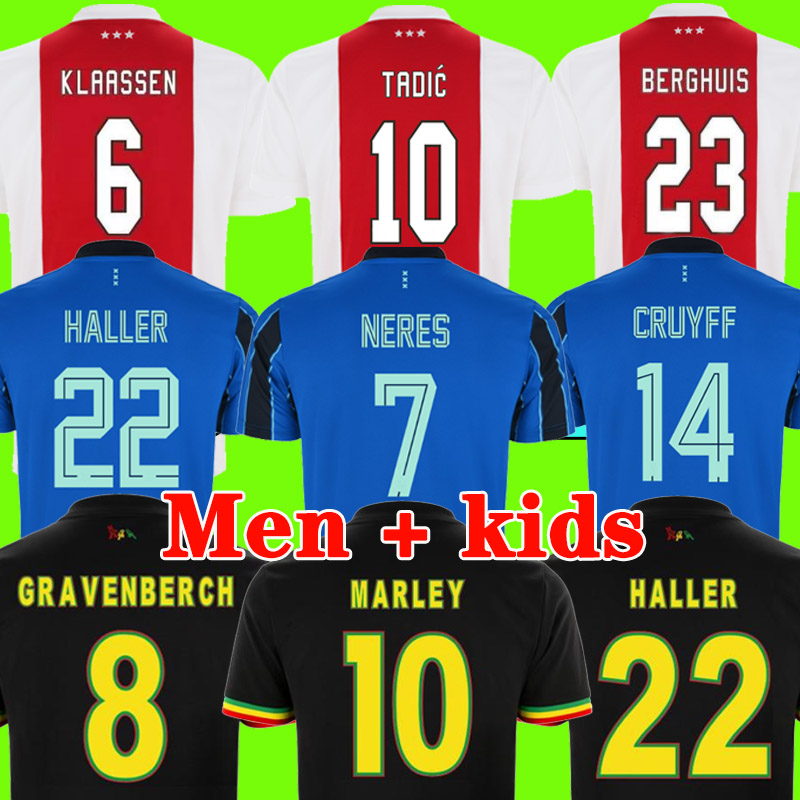 

BERGHUIS GRAVENBERCH Jerseys Amsterdam 21 22 BLIND PROMES HALLER NERES CRUYFF KLAASSEN 2021 2022 men kids kit soccer football shirt MARLEY third black, 21 22 third men