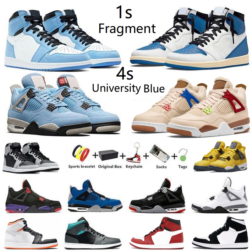 

Jumpman 1 Fragment 4s Dark Marina University Blue Mens Basketball shoes 1s Hyper Royal Fearless 4 Wild Things white oreo Men women trainers Sports Sneakers with box, Color#47