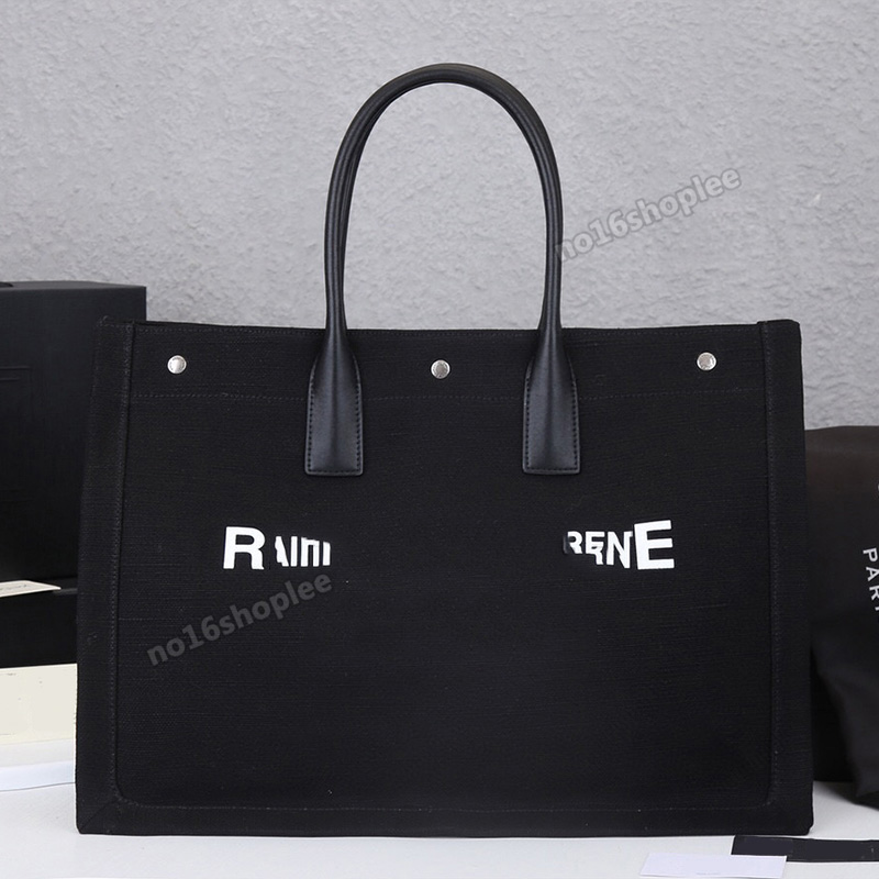 

rives gauches twill canvas leather tote bag woman designer handbag ladies luxury bags large capacity size 48 36 x 16 cm, No bag
