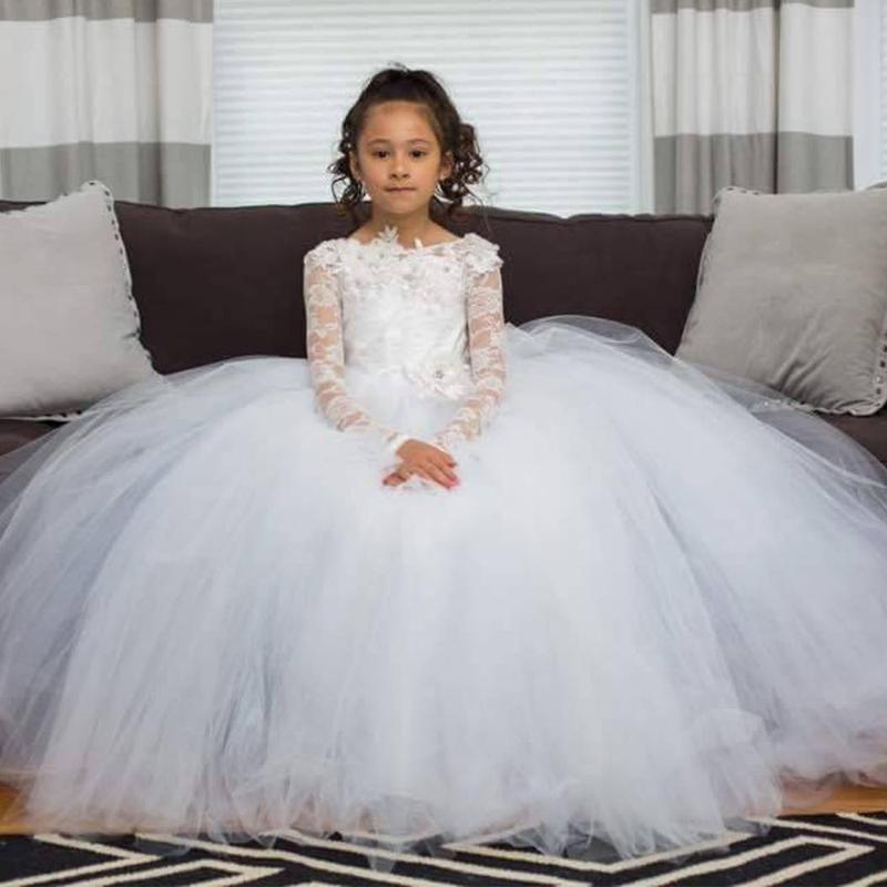 

Girl's Dresses Cute Long Girls Bridal White Lace Sleeves Formal Dress First Communication Flower Girl 2021 For Wedding, Red;yellow