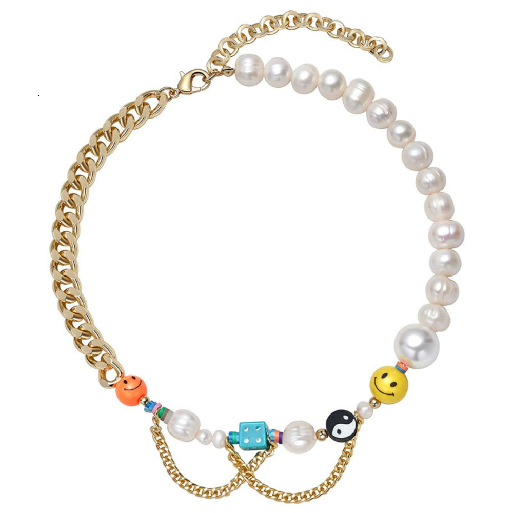 

fashion necklace product happy go lucky smiling face chooker Y2K Yin Yang rainbow creative Cuba