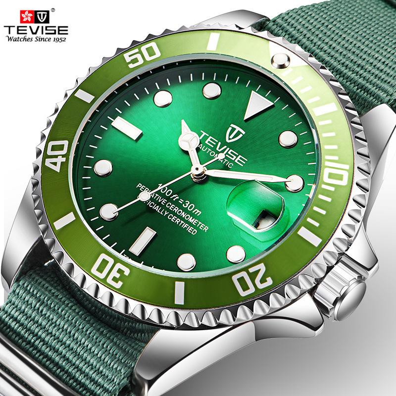 

Wristwatches Top Brand Watch Water Ghost Men Luxury Automatic Mechanical Man Clock Explosion Luminous Multi-function 1963 Watches, Slivery;brown