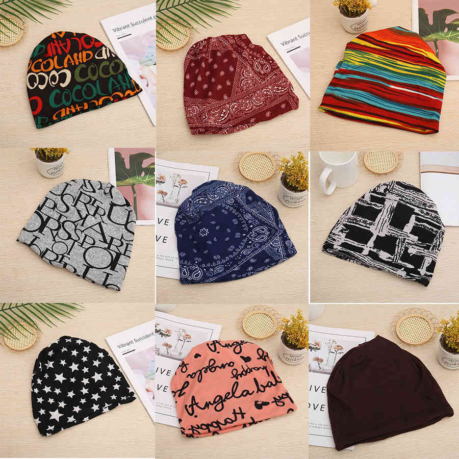 

2021 Hats the latest Ins street style printed knitted twist cool pile hat multifunctional warm hat