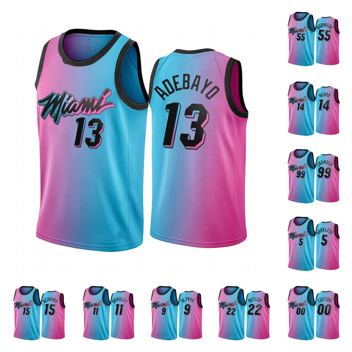 

Men Team Basketball jerseys 22 Butler 9 Olynyk 11 Bradley 15 Achiuwa 5 Harkless 99 Crowder 55 Robinson 14 Herro Retro Good Quality Size S-XXL, Black;red