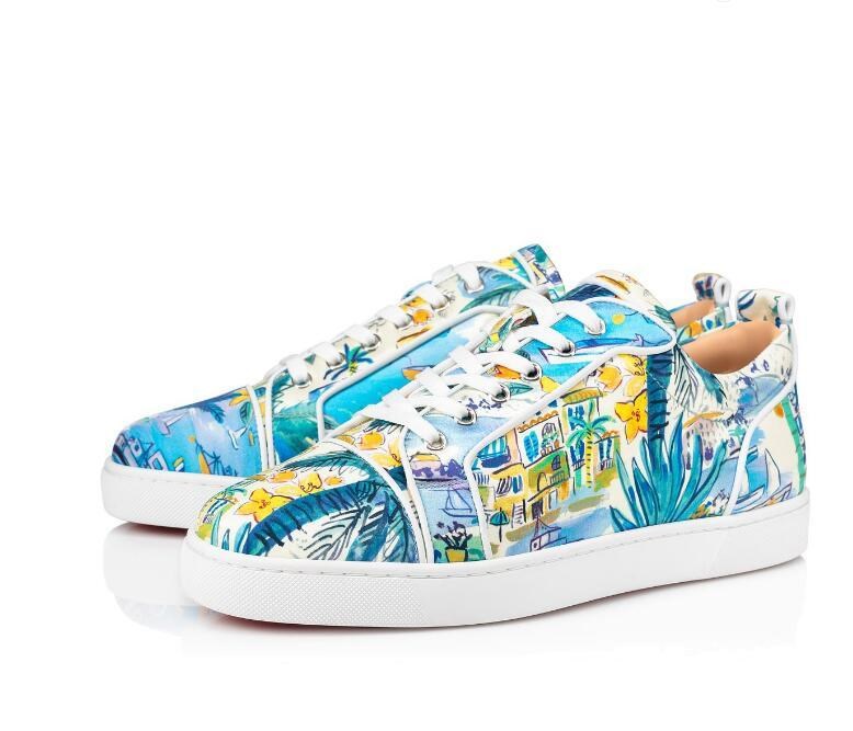 

Brand-new Low top Junior Spiked Red Bottom Sneakers orlato Shoes Graffiti Suede Leather Round-toe Casual High Quality Outdoor Studs Wedding Party