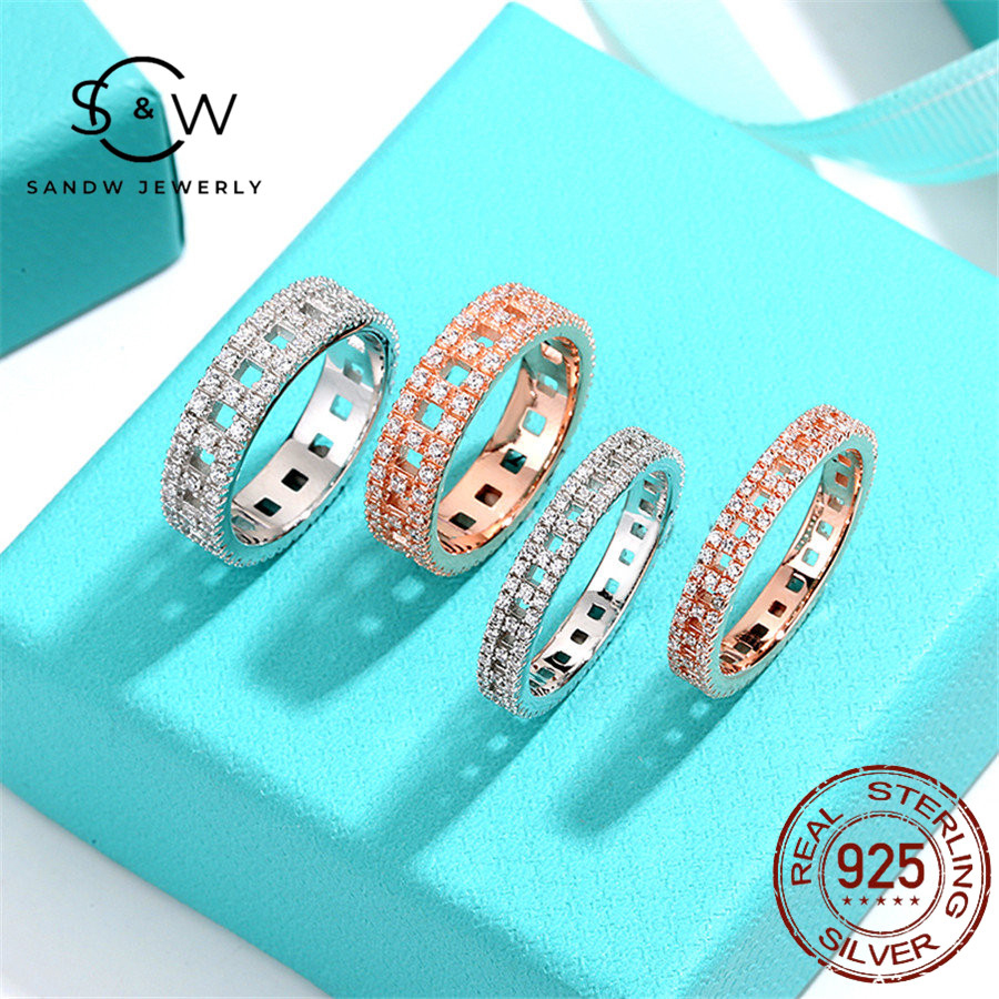 

SANDW S925 silver couple wedding ring light luxurys high quality jewelry closely inlay zircon fashion trend hollow-out styling for girlfrien