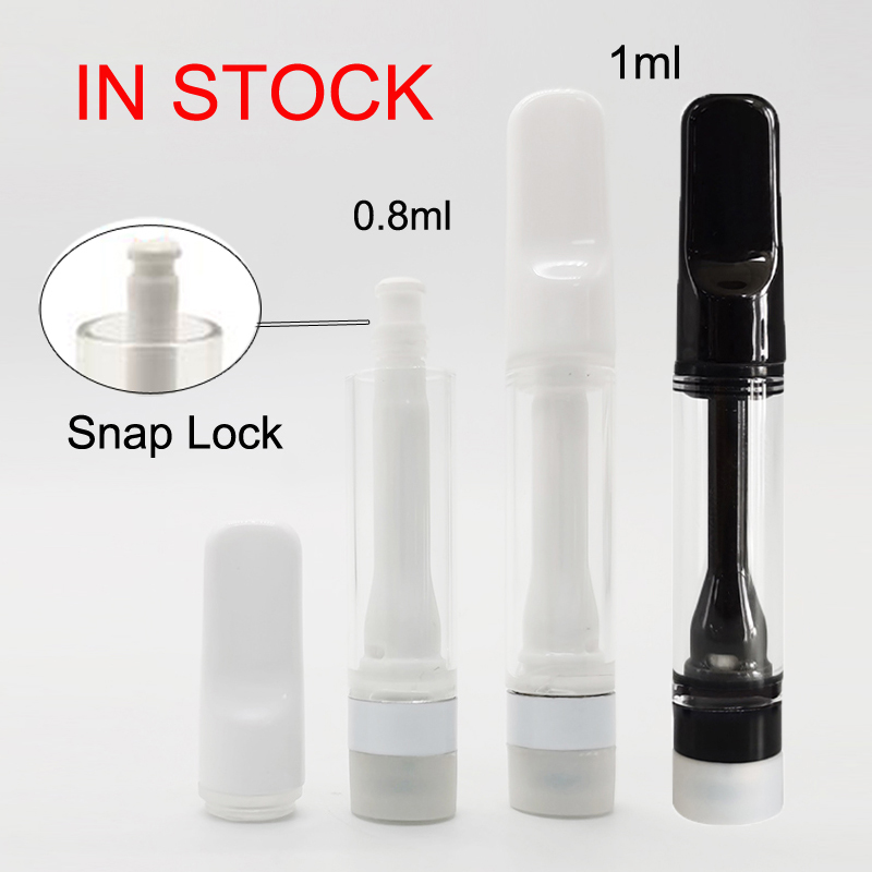 

Full Ceramic Vape Cartridges 0.8ml 1ml Snap Lock Atomizer Disposable Vapes Pens Glass Tanks 510 Thread Thick Oil Carts Lead FREE Vaporizer