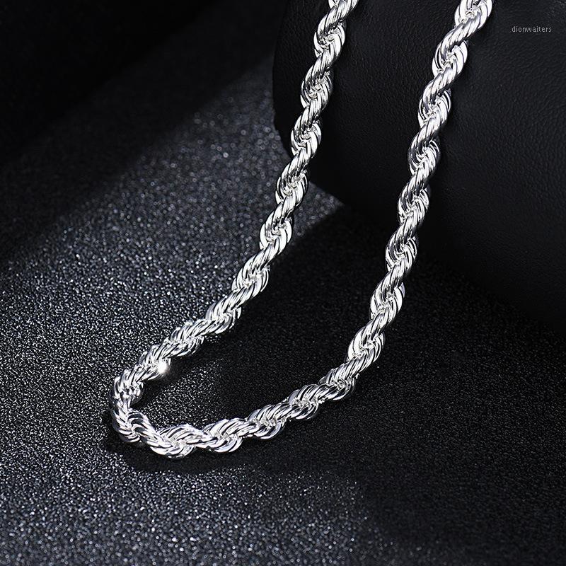 

Chains Necklace For Man Accessories Men's Single Chain Korean Fashion Jewelry Silver-plated Twist Rope