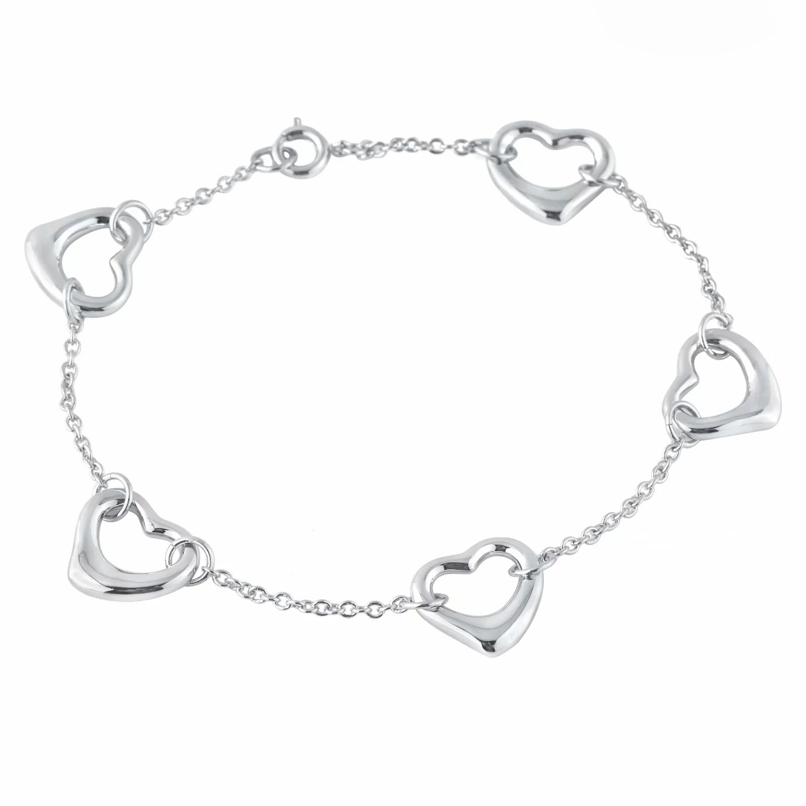 

Fashion Women Hollow 5 pieces heart charms chains bracelet with Stainless quality jewelry T letter Pulsera