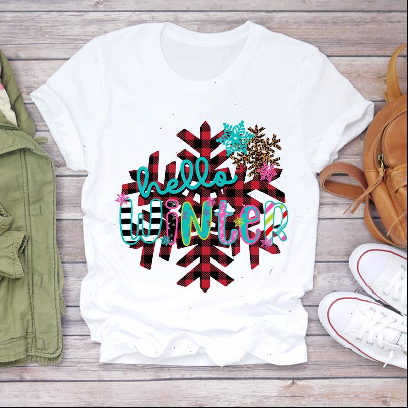 

Womens T Shirt Women Christmas Plaid Snowflake Leopard 90s Winter Holiday Print Lady Tshirt Ladies Graphic shirts Top Female Tee, White